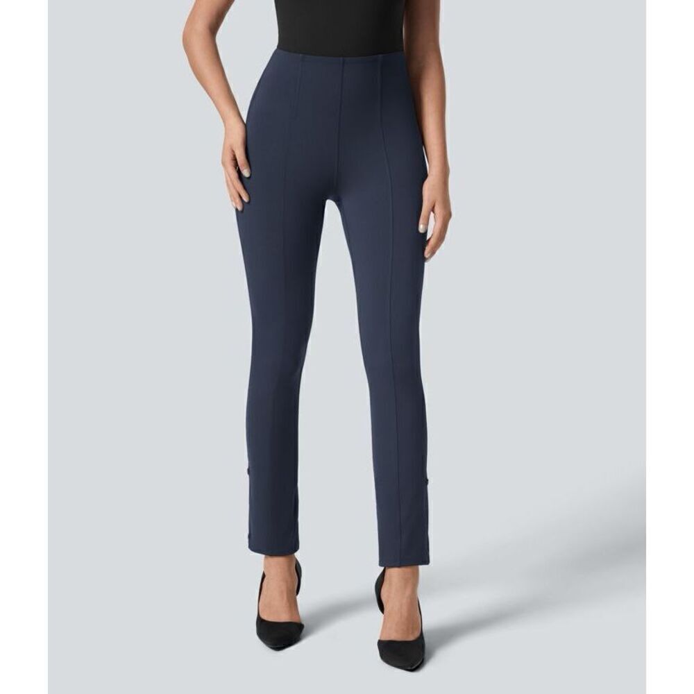 Halara Flex High Waisted Tummy Control Adjustable Hem 7/8 Pant Blue Size Large